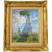 ￼クロード　モネ「散歩　日傘をさす女性」額77×66絵60.6×50cm模写作品 クロード モネ「散歩 日傘をさす女性」額77×66絵60.6×50cm模写